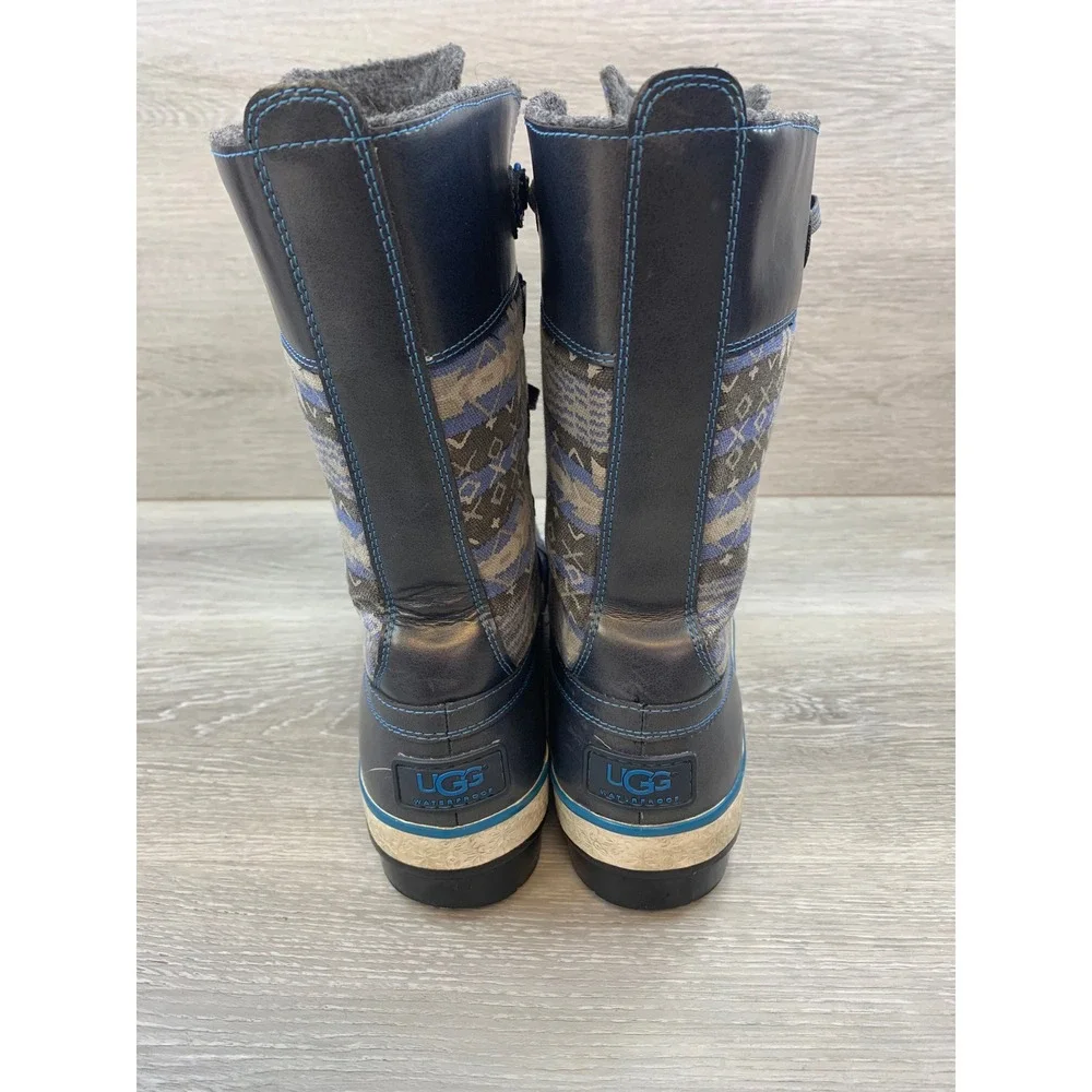 UGG‎ Australia Adirondack Women's Tall Blue Winter Boots Fair Isle Shoes